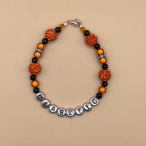 Orange Silver Shambala Beaded Diabetic Bracelet