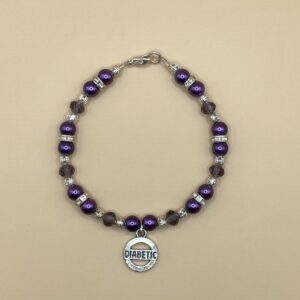 Purple Silver Sparkle Diabetic Charm Bracelet