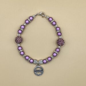 Purple Shambala Sparkle Shimmer Diabetic Charm Bracelet