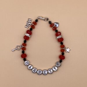 Red Black Silver Hope Heart Key Star Diabetic Charm Bracelet