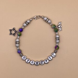 Rainbow Silver Star Hope Diabetic Charm Bracelet
